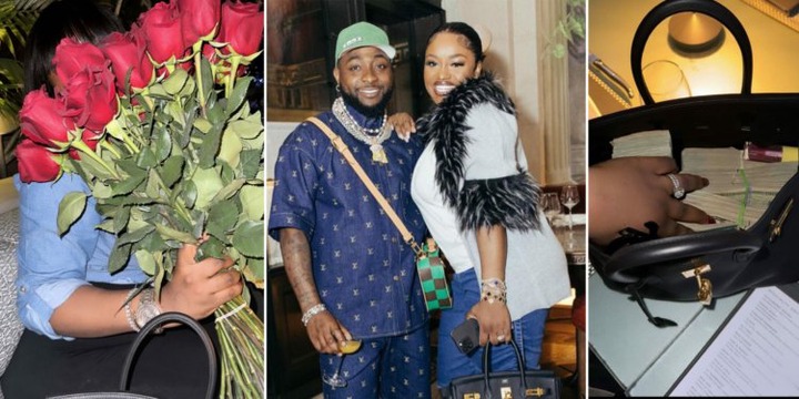 Davido spoils Chioma silly with wads of cash, roses, ahead of 29th birthday