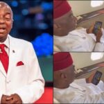 Moment Bishop Oyedepo rains down prayers on a pilot aboard a private jet