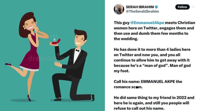 Nigerian man called out for proposing to Christian women and dumping them just before the wedding