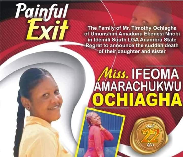 Obituary Of Lady Killed During Sit-At-Home In Anambra, 2 Days After Her Marriage (Photo)