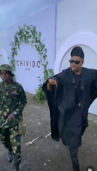 BBNaija’s Ike Onyema Spark Reactions As He Arrives Davido’s Wedding With A Soldier (Video)