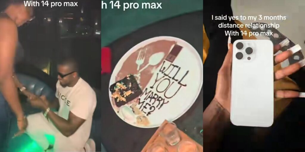 Nigerian Man Proposes to Girlfriend He Met 3 Months Ago With iPhone 14 Pro Max (Video)