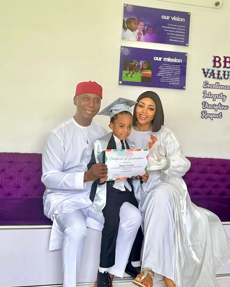 Regina Daniels And Husband, Ned Nwoko Celebrate As Son Graduates From Kindergarten (Video)