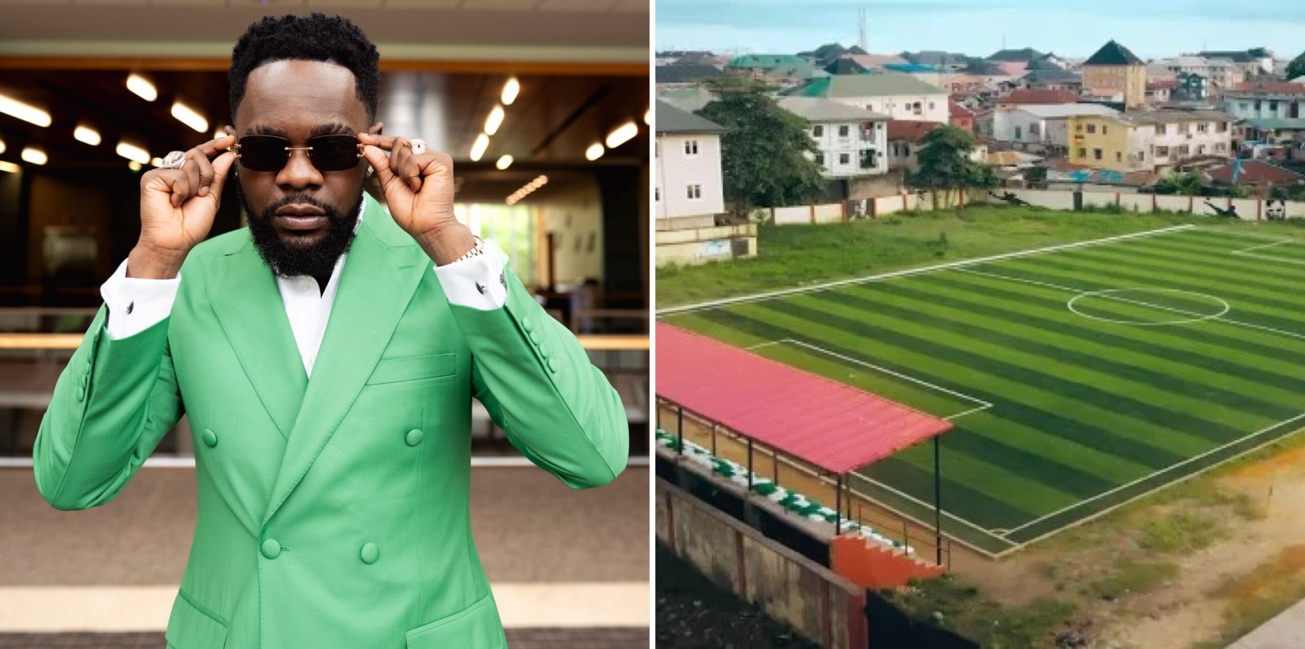 Singer, Patoranking Builds A Mini Stadium For Lagos Community (Video)