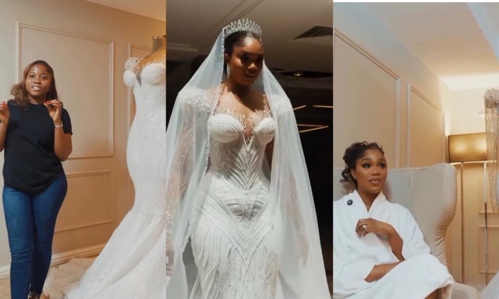 You’re Every Bride’s Dream – Sharon Ooja Appreciates Veekee James For Bridal Dress