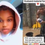 Nigerian Lady Advertises ‘Husband Material’ Brother As He Helps With Laundry (Video)