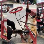 Nigerian Man Goes Viral As He Builds Bicycle Made of Wood to Hawk Snacks Business