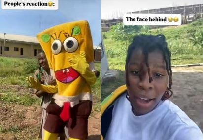 Nigerian Lady Melts Hearts As She Dresses As SpongeBob For School Costume Day