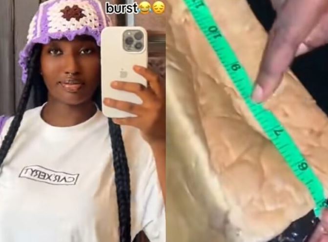 Nigerian Lady Shares Video Of Her Using Sewing Tape To Equally Measure Bread To Avoid Fight With Sister