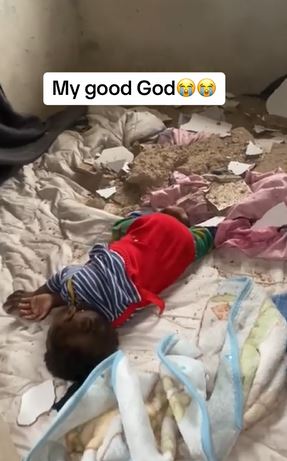 Sleeping Baby Narrowly Escapes Being Crushed By Falling Ceiling (Video)