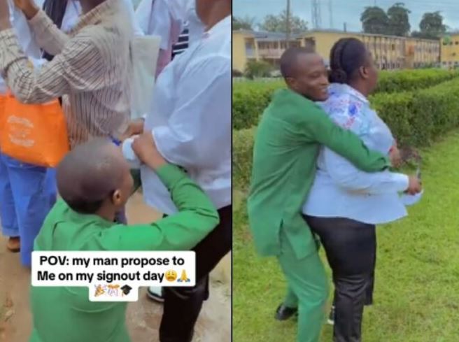 Nigerian Man Proposes To Girlfriend On Her Sign-out Day (Video)