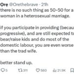 There Is No Such Thing As 50-50 For A Woman In A Heterosexual Marriage