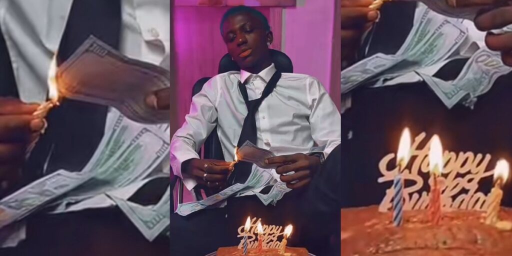 Nigerian Man Sets Fire to $100 Bills to Celebrate Birthday (Video)