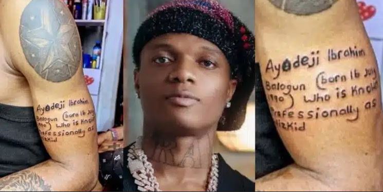 Nigerian Man Gets Permanent Tattoo Of Wizkid’s Biography To Celebrate Singer’s Birthday