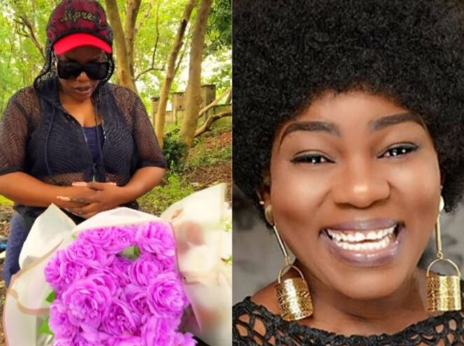 Empress Njamah Visits Ada Ameh’s Graveside With Flowers On 2nd Anniversary Of Her Demise (Video)