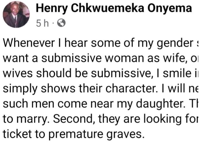 I Will Never Allow Men Who Want A Submissive Woman Come Near My Daughter