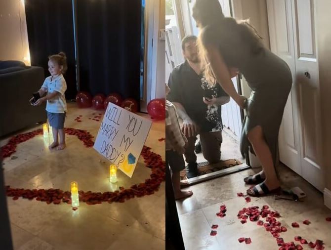 Heartwarming Moment Little Girl Helps Father Propose To Mother (Video)