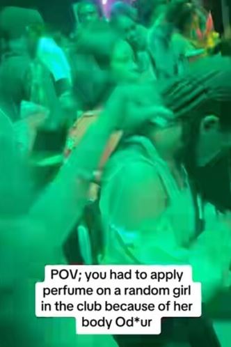 Nigerian Lady Applies Perfume On Random Club-goer Due To Body Odor (Video)