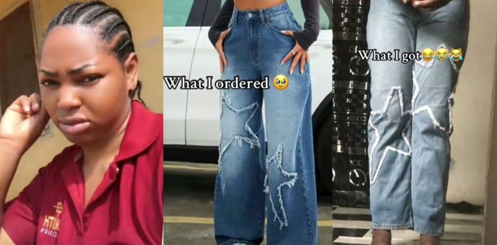 Nigerian Lady Laments As She Shares Video Of Baggy Jeans She Ordered Vs What She Got