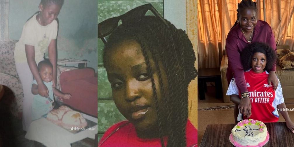 Nigerian Lady Recreates Childhood Birthday Photo With Mother At 21