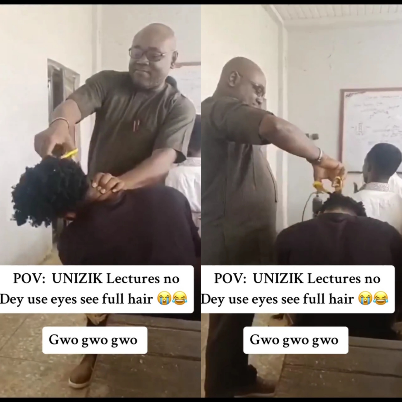 Lecturer Cuts Student’s Full Hair In Class (Video)