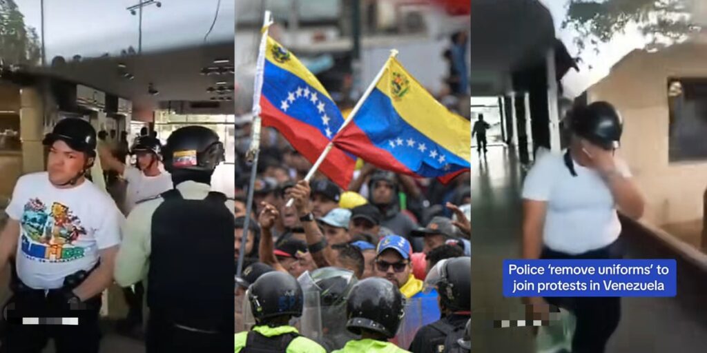 Venezuelan Police Officers Remove Uniforms to Join Peaceful Protest Against Government (Video)