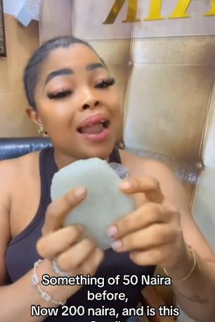 Nigerian Lady Laments As Fufu Price Skyrockets From ₦50 To ₦200 (Video)