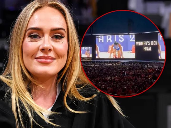 The Moment Singer Adele Paused Her Munich Concert Performance To Watch Women’s 100m Final (Video)