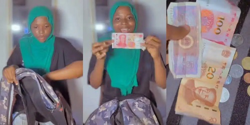 Vendor Celebrates After Finding Foreign Currencies in Bale of Clothes (Video)