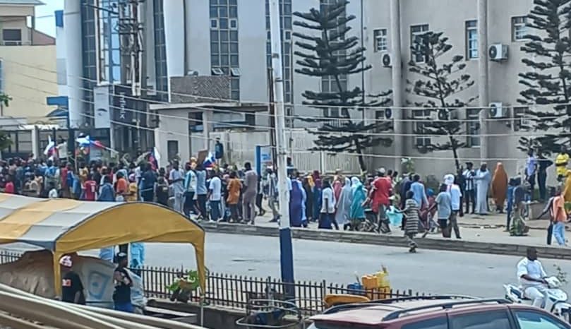 Large Crowd of Protesters Sing Anti-Tinubu Songs In Kaduna (Photo)