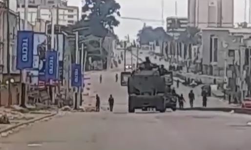 Security Operatives Patrol In Armoured Tank To Enforce Curfew Compliance In Kaduna State (Video)