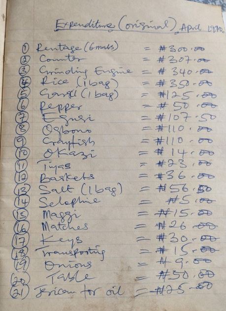 Nigerian Man Shares Shopping List From The 90s With Prices Of Food Items