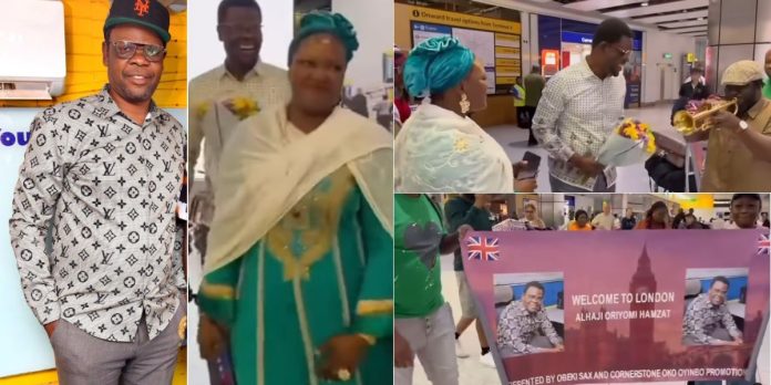 Fans Give Popular Radio Presenter Oriyomi Hamzat A Heroic Welcome as He Lands In UK (Video)