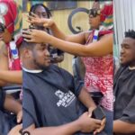 Moment Veekee James Instructed Barber On How to Cut Her Husband’s Hair (Video)