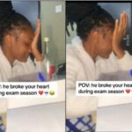 Lady Weeps Helplessly While Studying After Boyfriend Dumped Her During Exam (Video)