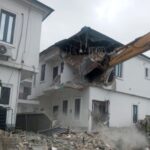 Lagos State Govt Demolish Houses Built On The Canal Along Orchid Road (Photos/Video)