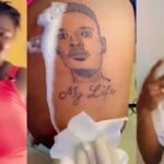 Excited Lady Tattoos Boyfriend’s Face On Her Lap (Video)