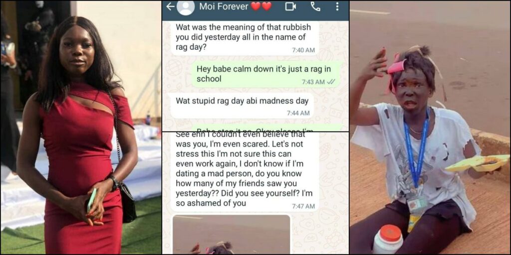 Lady In Tears After Getting Dumped by Boyfriend of 3 Years Over Outfit She Wore for Rag Day (Photos)