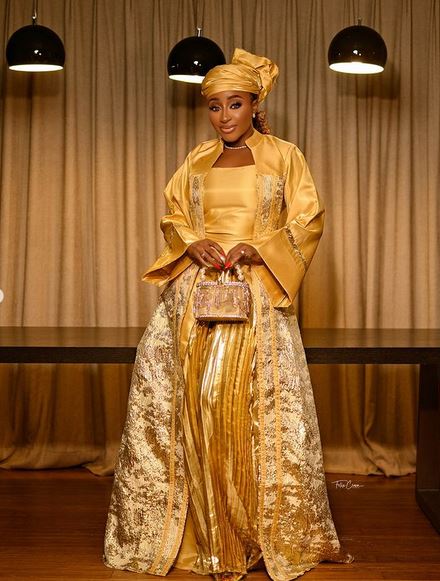 Actress Ini Edo Stuns In Gold Outfit (Photos)