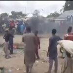 Sokoto Youths Protest Brutal Killing Of Traditional Leader, Sarkin Gobir By Terrorists, Burn Tyres (Video)