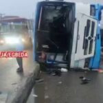 Many Injured As Fully Loaded BRT Bus Tumbles In Lagos