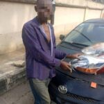 Suspected Car Thief Allegedly Caught Disassembling Toyota Yaris To Steal Parts In Lagos