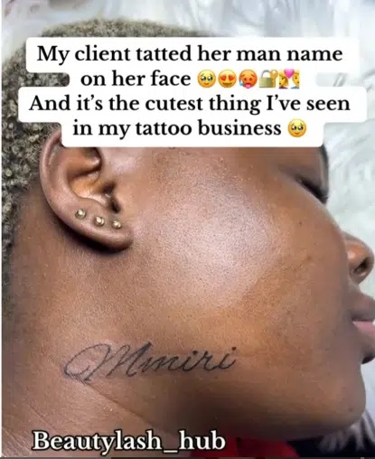 Lovestruck Lady Tattoos Boyfriend’s Name On Her Neck