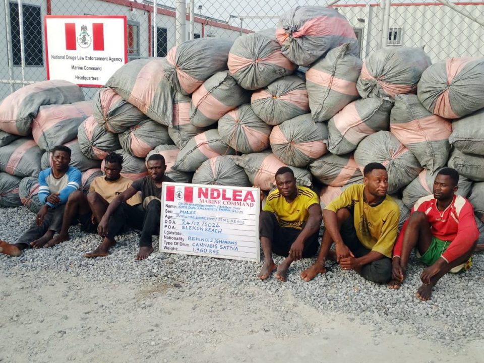 NDLEA Seizes Boats Loaded With 1,960kg Of Cannabis At Lagos Beach, Arrest 6 Ghanaians, Beninese Nationals