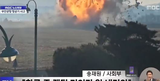 The Chilling Moment Plane Carrying 181 People Crashed Into Concrete Wall And Burst Into Flames In South Korea (Video)