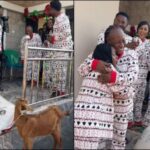 Ada Kirikiri Gifts Patience Ozokwor a Goat And Bag of Rice as Christmas Gift