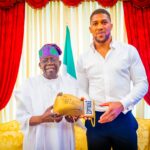 Boxer, Anthony Joshua, Visits President Tinubu In Lagos State, Presents Him With His Autographed Glove (Photos)