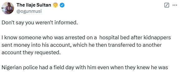 Innocent Man Arrested On Hospital Bed After Kidnappers Sent Money Into His Account And Asked Him To Transfer It To Another Account