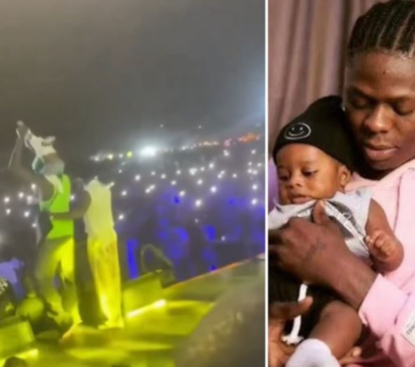 Bella Shmurda Plays Mohbad’s Songs And Brings His Son, Liam On Stage At His Concert In Ibadan (Video)