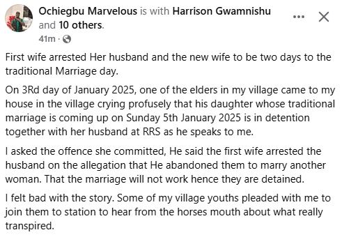 First Wife Gets Her Husband And His Bride-To-Be Arrested Two Days To Their Traditional Wedding In Abia